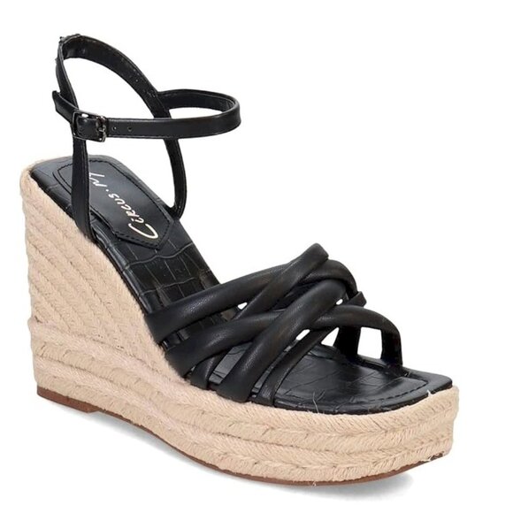 Circus by Sam Edelman Black Irene Wedge Sandals Size 9.5 New - Picture 1 of 5